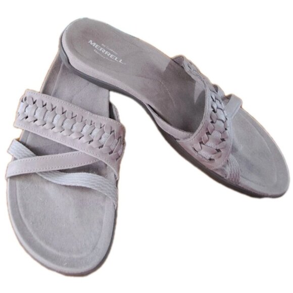 Merrell Women's 9 Moon Gray Slip-on Braided Sandals Flats - Picture 2 of 15